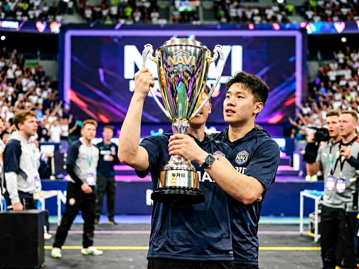 CS2 IEM卡托维兹Major决赛现场,NAVI选手捧杯